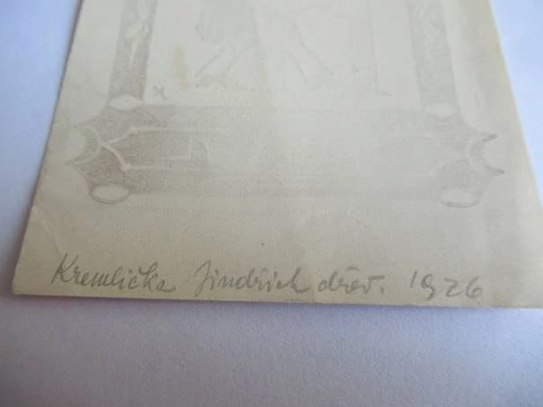 Exlibris – J. Reichl – Jindřich Kremlička (1926) – Motiv: Tiskař u knihtiskového lisu, originální dřevoryt (10,5 x 7 cm)