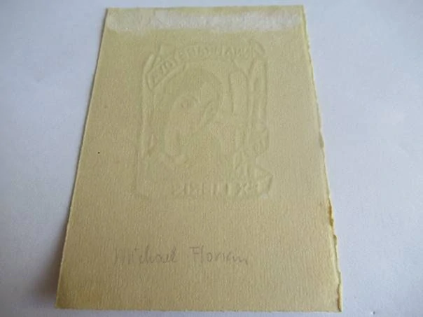 Exlibris – Anna Hrabětová – Michael Florian (1931) – Motiv: Portrét dívky (Madona), originální dřevořez (10 x 7 cm)