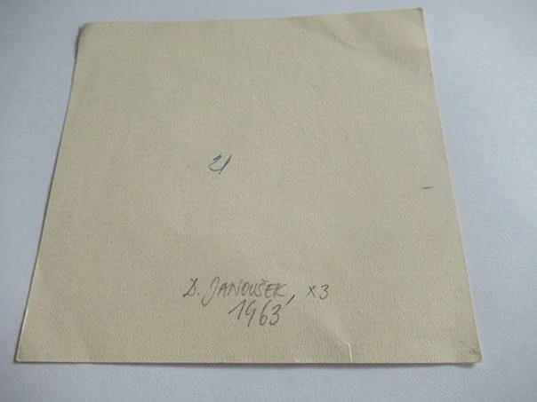 Exlibris – H. C. Skov – Dušan Janoušek (1963) – Motiv: Expresivní akt sedící ženy, originální linoryt / linořez X3 (9,5 x 10,5 cm)