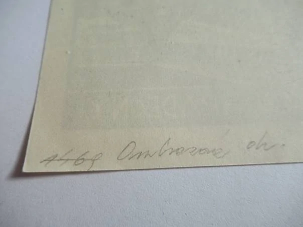 Exlibris – Ing. Ot. Hradečný – Vlasta J. Ambrožová (cca 1930–1940) – Motiv: Zářící maják na pobřeží s knihami a plachetnicemi, originální dvoubarevný tisk z výšky / dřevoryt v hnědém tónu (12,5 x 8,5 cm)