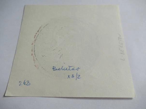Exlibris Réthy István, L. Beletov, cca 1970 – původní barevný linoryt, 10,5x10 cm
