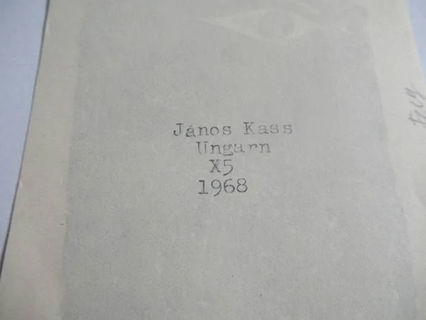 Exlibris Keresztury Dezső Dr. – János Kass, 1968 – originální zinkoryt X5, motiv vousatého muže, 14x8,5 cm