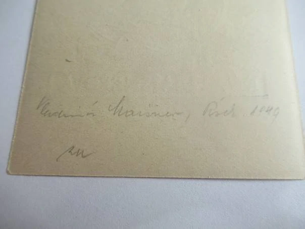 Exlibris Med. Dr. Maisnerová – Vladimír Maisner, 1949 – originální zinkografický přenos, medicínský motiv s ošetřovatelkou a lampou, 12x7,5 cm