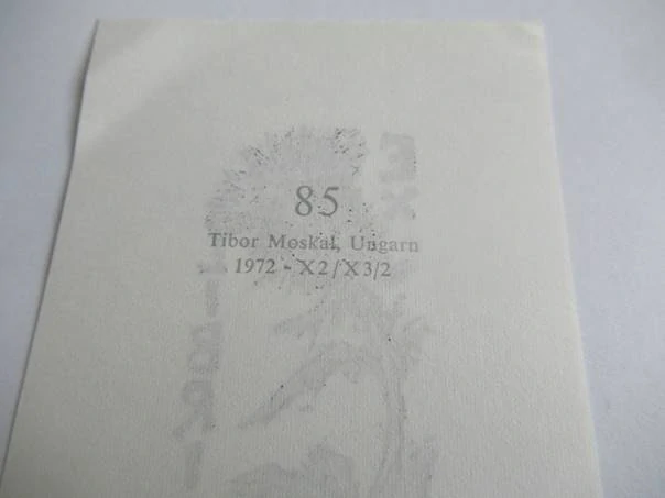 Exlibris V. Clemensen – Tibor Moskal, 1972 – originální vícebarevný linoryt X3/2, motiv bodláku, 14,5x7 cm