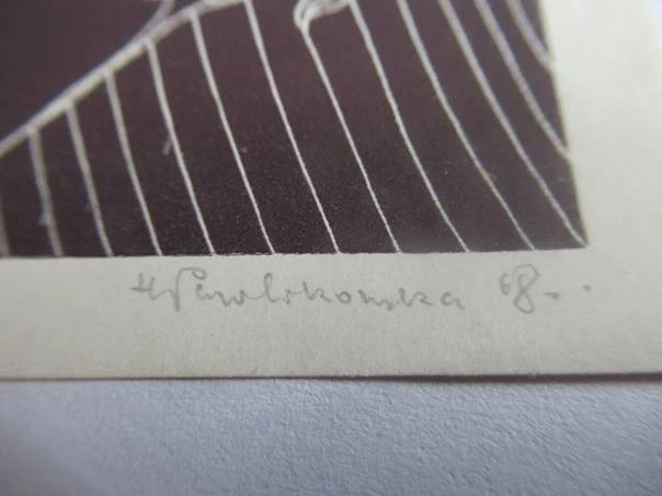 Exlibris Muzeum Śląskiego – Halina Pawlikowska, 1968 – originální grafický list, 10,5x9 cm