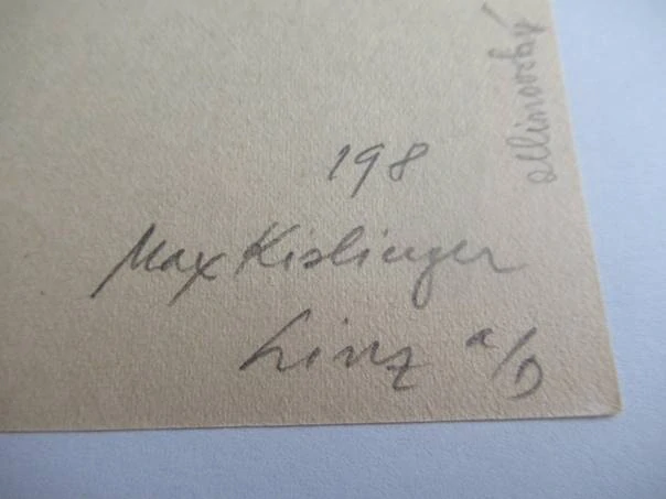 Exlibris Ing. Dott. Gianni Mantero – Max Kislinger, 1938 – originální podélný dřevoryt X2, architektonický motiv s kružidlem, 12,5x8,5 cm
