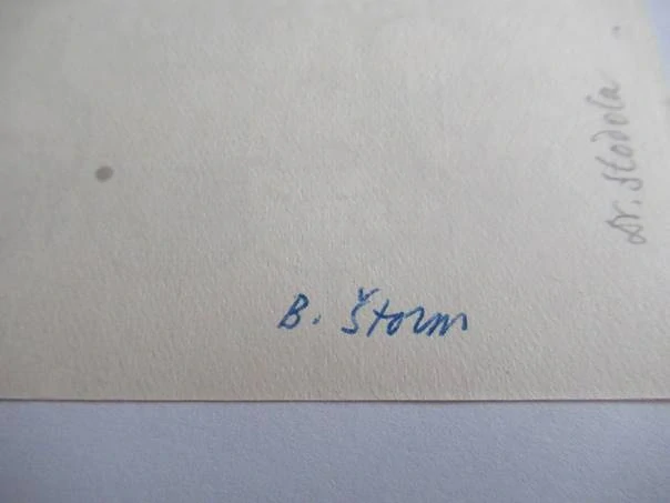 Exlibris Dr. Stodola – Břetislav Štorm, cca 1943 – originální zinkografie / perokresba, heraldický motiv s aliančním znakem, 10,5x8,5 cm