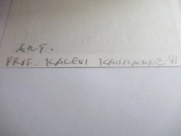 Exlibris V. & T. Pitkänen – Prof. Kalevi Kauranne, 1981 – originální linoryt X3, motiv ryb v kruhové kompozici, grafický list 15x10,5 cm, exlibris 8x8 cm