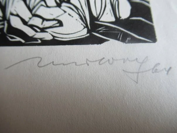Exlibris – J. V. Botella – Rene Wolf – Kubistický ženský akt – 16×12 cm – linořez / linoryt (X3)