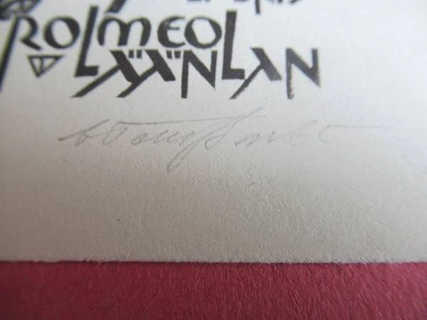Exlibris – Kolmeol Läänlan – Väino Tõnisson – Skákající srnec s hvězdami – 11,5×8 cm – dřevoryt (X2)