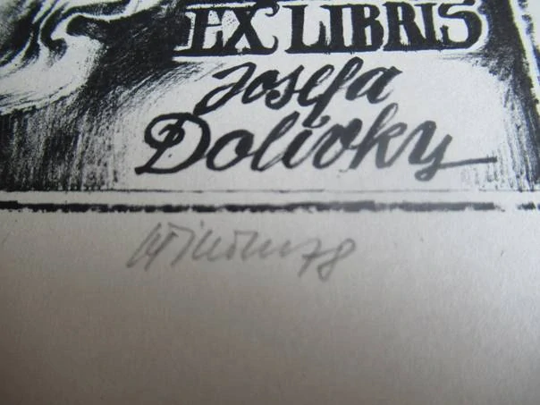 Exlibris – Josefa Doličky – Neznámý autor – Ženský portrét s dlouhými vlasy – 14×9,5 cm – zinkografie / tisk z desky