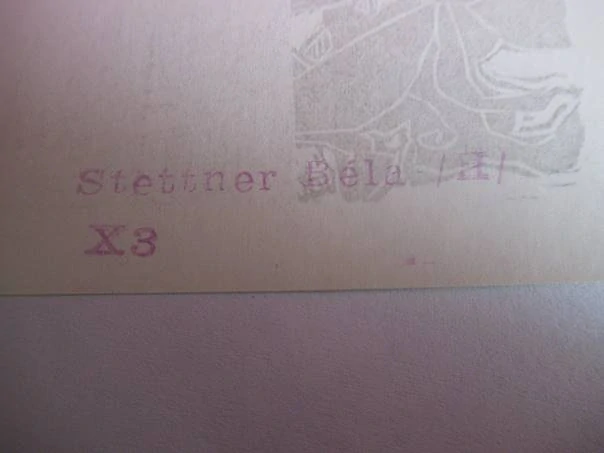 Exlibris – Neznámý sběratel – Béla Stettner – Avantgardní kompozice se dvěma akty – 9,5×8 cm – linoryt (X3)