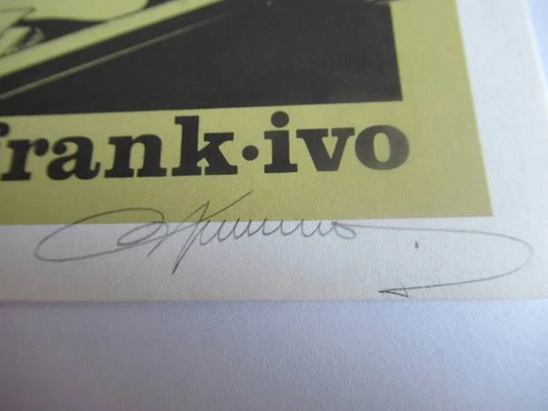 Exlibris – Willy Braspenninckx – Frank-Ivo van Damme – Ležící ženský akt s rozevřenou knihou – 12,5×10 cm – tříbarevný linoryt / sítotisk