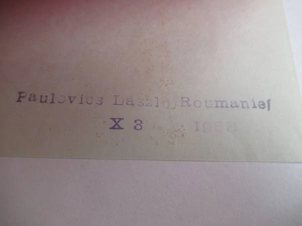Originální exlibris Paulovics László: Abstraktní motiv, barevný linoryt (X3) – 11×13 cm (1968)