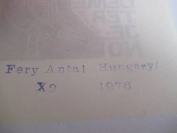 Originální exlibris Dr. Demeter Jenő – Antal Fery: Ptáci a mikroskop, dřevoryt (X2) – 12,5×9 cm (1976)