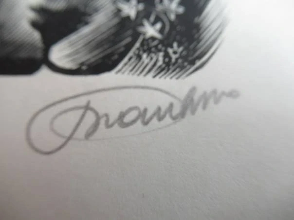 Exlibris – An+Mich – Frank-Ivo van Damme – motiv: Ženský torzo (akt) břečťanem ovinutý – 10,5×7,5 cm – dřevoryt (X2)