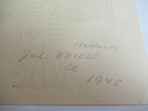 Exlibris – Archief Geslacht Beels – Joh. Briedé – motiv: Rodový heraldický znak s přilbicí a klenotem – 9,5×11,5 cm – zinkografie