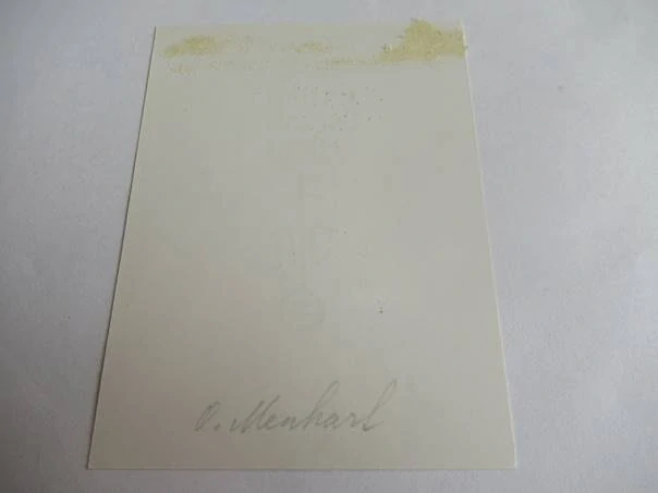 Exlibris – Jaroslav Hlava – Oldřich Menhart – motiv: Typografický kaligrafický monogram JH s křížkem – 9,5×7,5 cm – dřevoryt (X2)