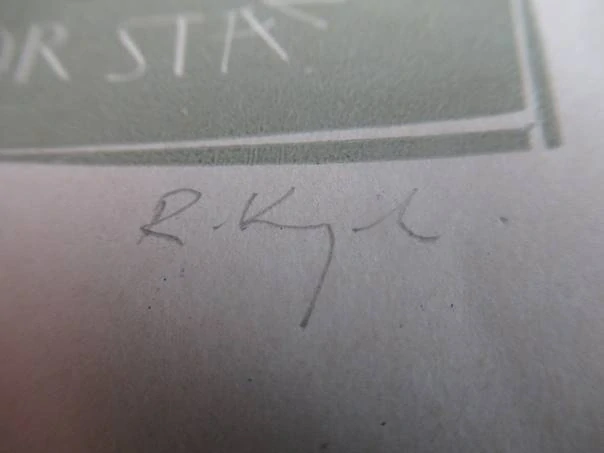 Exlibris – Dr. Stanisław Aulich – Ryszard Krzywka – motiv: Abstraktní knižní kompozice s monogramem SA – 11×7 cm – dvoubarevný dřevoryt (X2/2)