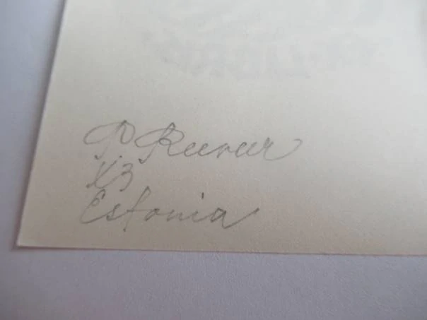 Exlibris – Audi Erga – P. Reerand – motiv: Exlibris vyvedený v ozdobné gotické kaligrafii – 10×7 cm – linoryt (X3)