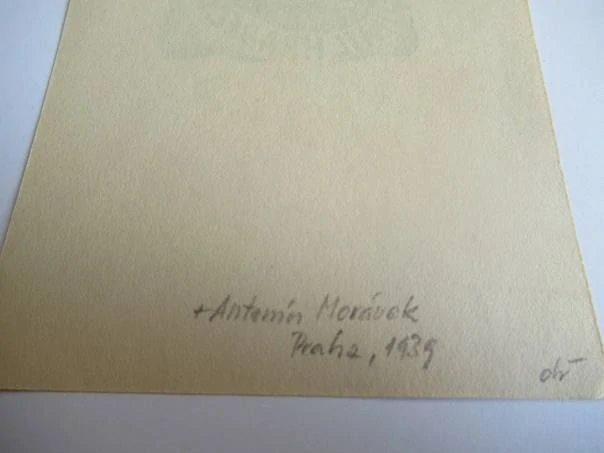 Exlibris – Bohumil Hradečný – Antonín Morávek – motiv: Malířská paleta a štětce – 13,5×9,5 cm – dřevoryt (X2) – 1939