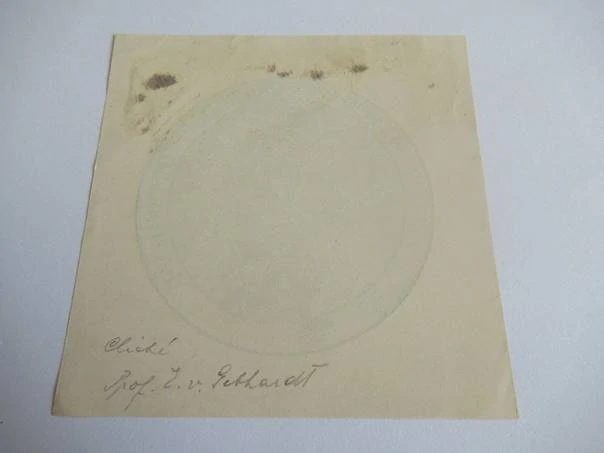 Exlibris – Betti Walther geb. v. Gebhardt – Prof. Eduard von Gebhardt – motiv: Žena prodírající se trním za růží – 10×10 cm – zinkografie (klišé) – 1895