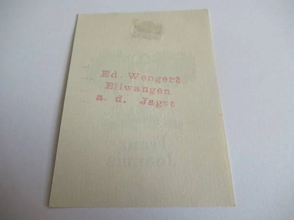 Exlibris – Franz Joannis – Eduard Wengert – motiv: Kalvárie mezi stromy v Ellwangenu – 9×6,5 cm – zinkografie / klišé