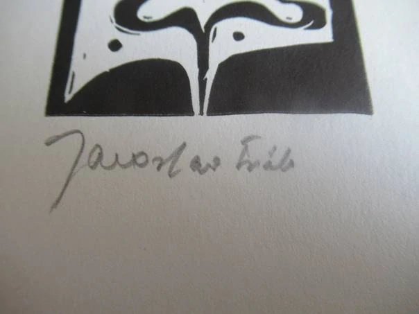Exlibris – Jaroslav Král – motiv: Typografická kompozice s monogramem „al“ – exlibris 14×10,5 cm (podkladový papír 21×14,5 cm) – zinkografie / tisk z výšky – meziválečná moderna