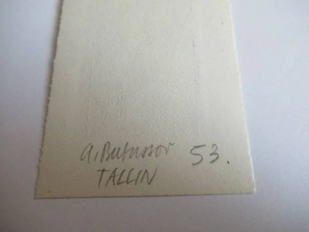 Exlibris – Ant. Rousseau – Alexander Butusov – motiv: Stojící mužský akt u břízy – rozměry 11,5×5,5 cm – lept / rytina – 1964