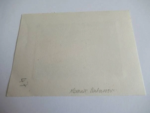 Exlibris – Antoine Rousseau – Alexander Butusov – motiv: Ženský akt v přístavu s plachetnicemi (vínově hnědý tisk) – rozměry 12,5×9,5 cm – lept / akvatinta (C3) – 1964