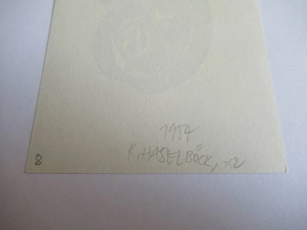 Exlibris – Gretl Spindelberger – Karl Haselböck – motiv: Florální a heraldická kompozice s tulipány a iniciálou G – rozměry 10,5×7,5 cm – dřevoryt (X2) – rok 1957