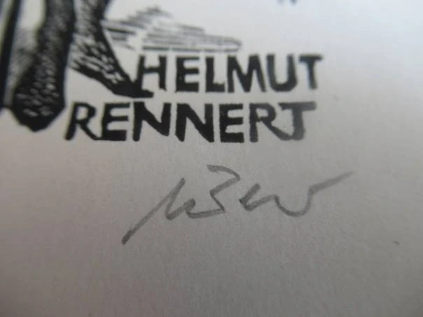 Exlibris – Helmut Rennert – Uve Bewersdorff – motiv: Expresivní ženský akt na barové stoličce – rozměry 11×7 cm – dřevoryt (X2) – období NDR (DDR)