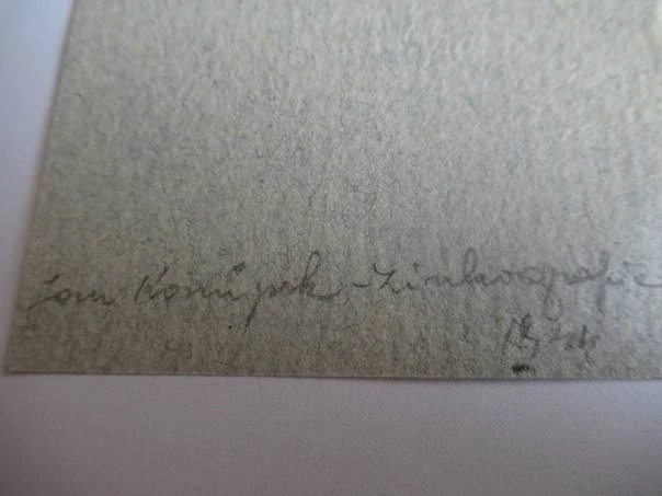 Exlibris – Vlasta Sedláčková – Jan Konůpek – motiv: Hudební a heraldický motiv s lyrou, iniciálami a vavřínovými ratolestmi – rozměry 9,5×6,5 cm – zinkografie – 1. polovina 20. století