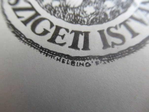 Exlibris – Szigeti István – Ferenc Helbing – motiv: Secesní ženský akt v květech s pavím perem – rozměry 15×9,5 cm – zinkové klišé / pérovka (P1) – začátek 20. století