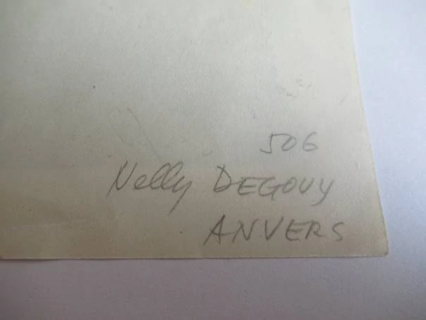 Exlibris – Gianni Mantero – Nelly Degouy – motiv: Bohatá alegorická kompozice s antickými figurálními akty pod ovocným stromem – rozměry 11×9 cm – dřevoryt (X2) – 2. polovina 20. století