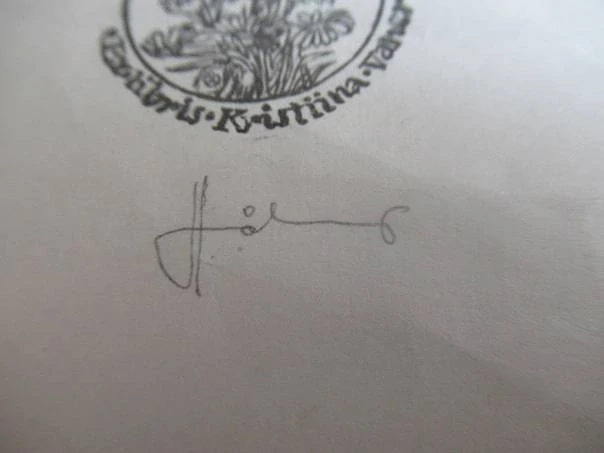 Exlibris – Kristiina Vahar – Lembit Lõhmus – motiv: Kruhová florální kompozice s lučním kvítím a travinami – rozměry 10×7 cm – dřevoryt (X2) – rok 1984