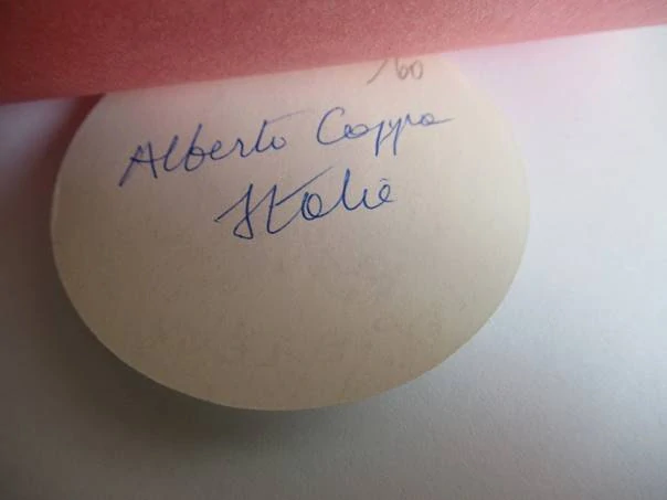 Exlibris – P. E. Lévy – Alberto Coppa – motiv: Lineární dívčí portrét s rozpuštěnými vlasy – podkladový papír 14,5×10,5 cm, exlibris 5×5 cm – zinkové klišé / pérovka (P1) – období kolem poloviny 20. století