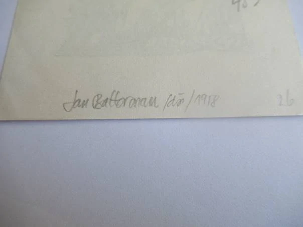Exlibris – L. Asperslag – Jan Battermann – Kubistický akt ženy u stromu – dřevořez (X1), 14×10 cm