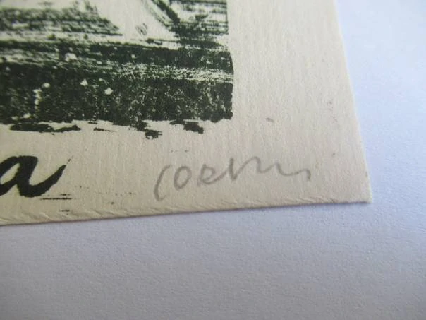 Exlibris – Jiří Lata – Hanka Krawcec – Ležící ženský akt na pozadí noční oblohy – linoryt (X3), 14×10 cm