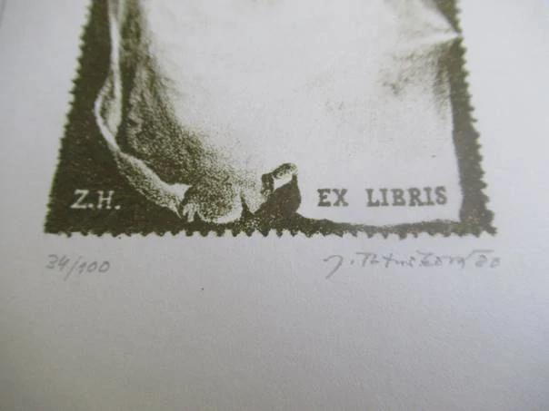 Exlibris – Z. H. – Jarmila Trtušková – Odkvetlá pampeliška ve větru – 14×8,5 cm