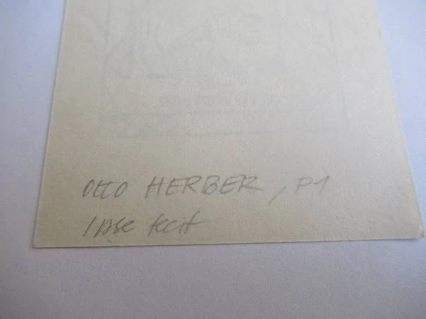 Exlibris – Otto Herber – Otto Herber – Zamýšlený mužský akt v krajině – zinkografie (P1), 10×6,5 cm