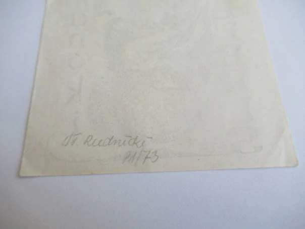 Exlibris – Tadeusz Szymański – St. Rudnicki – Spravedlnost (Justitia) a numismatická medaile – zinkografie (pérovka), 14×10,5 cm