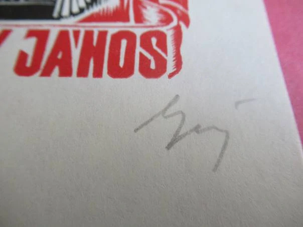 Exlibris – Ungváry János – Kósa Bálint – Kniha s houslovým klíčem a stuhou – barevný linoryt (X3/2), podkladový papír 20×14 cm