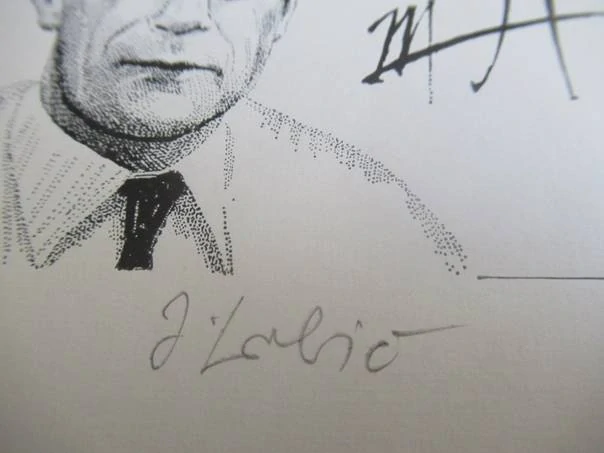 Exlibris – In memoriam Jaroslav Šváb – Portrét muže s brýlemi, zajíc a máky – dřevoryt (X2), 20,5×10 cm