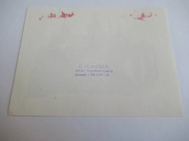 Exlibris – Dir. K. Üblacker – K.-H. Anger – Hrad Bouzov s erbem pánů z Kunštátu – linoryt (X3), 10,5×8 cm