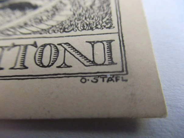 Exlibris – Gretl Zanantoni – Otakar Štáfl – Sedící dívka na mořském břehu se skálou v příboji – zinkografie (P7) / perokresba, 9×8 cm