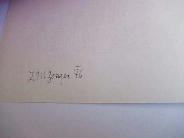 Exlibris – Carolus 1316 – Bohumír Lifka – Z. M. Zenger – Klečící Karel IV. v panovnické koruně – zinkografie (P7) / perokresba, podkladový papír 20,5×14,5 cm
