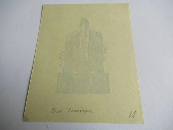 Exlibris – Alois Chvála – Tiskařský motiv s brkem a štočky – původní dřevoryt (X2), 10×8 cm