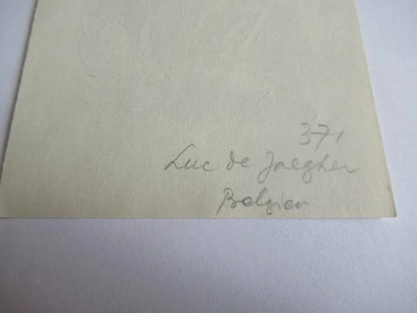 Exlibris – Gianni Mantero – Luc De Jaegher – Architektonický a mytologický motiv s akty, labutí a kružidlem – původní dřevoryt (X2), 11,5×8 cm