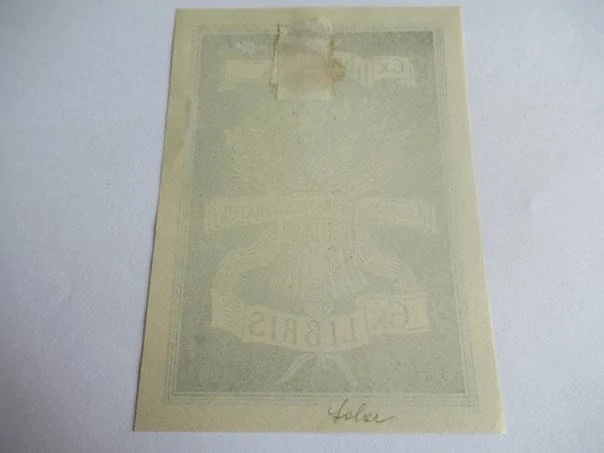 Exlibris – Čs. spolek sběratelů a přátel exlibris – Josef Solar – Motiv se snopem obilí – původní dřevoryt (X2), 11×8 cm